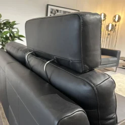 Sofa Enna Leder L40 Rancho Nero WR51 Schwarz Metallkufe Metallfuß Chrom Mit Kopfstütze