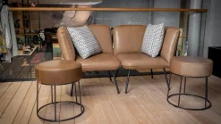 Sofa 2er-Set Sessel Shuffle Links Rechts Leder Luxor Light Grey