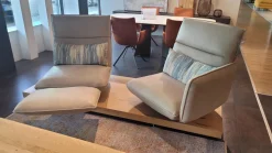 Sofa Experio Leder A India Jade Beige Plateau Echtholzfurnier Balkeneiche Mit Funktion Inklusive Nierenkissen