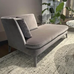 Sofa Febo 2833TS Stoff 2053251 Sirio Grau Füße Mit Stoff Bezogen Inklusive Rückenkissen