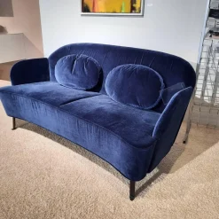 Sofa Floret Stoff 4473 0067 Blau Fuß Flachstahl Schwarz