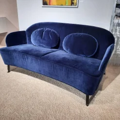 Sofa Floret Stoff 4473 0067 Blau Fuß Flachstahl Schwarz