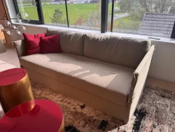 Sofa Fox Bezug Stoff Santos Taupe Beige Füße Metall Inklusive 2 Rückenkissen