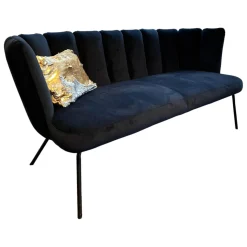 Sofa Gaia Lounge Bezug Stoff Seven Darkblue 48 Blau 4 Fuß Rundrohr Struktur Schwarz Mit Kunststoffgleitern Ohne Dekokissen