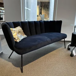 Sofa Gaia Lounge Bezug Stoff Seven Darkblue 48 Blau 4 Fuß Rundrohr Struktur Schwarz Mit Kunststoffgleitern Ohne Dekokissen