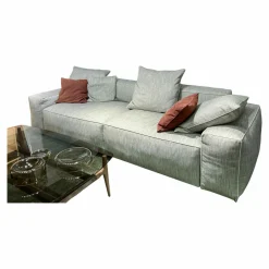 Sofa Gary Stoff Grau Mit Lederkissen Keder Braun