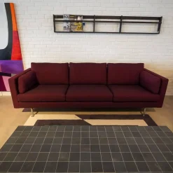 Sofa Handy Wollstoff Burgunderrot Gestell Metall