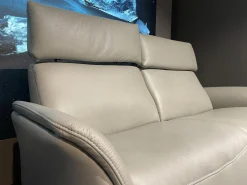 Sofa Hans Leder 35 Mariposa Opal Beige Metallfuß Edelstahloptik 62 Silber