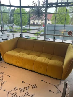 Sofa Hedda Stoff Velvet 16 Yellow Gelb Füße Kunststoff Schwarz