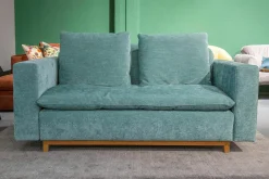 Sofa Isla Stoff Abby Petrol Blau Gestell Eiche Geölt
