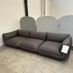 Sofa Jalis 21 Leder 246 Schoko Grau Braun Nahtband 5095 Kitt