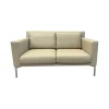 Sofa Jason 390 20 Leder Sierra Dune Beige Gestell Silber Hochglanz Verchromt inkl. Funktionsarmlehnen