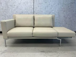 Sofa Jason 390 20 Leder Sierra Dune Beige Gestell Silber Hochglanz Verchromt inkl. Funktionsarmlehnen