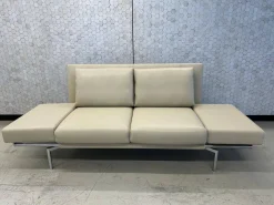 Sofa Jason 390 20 Leder Sierra Dune Beige Gestell Silber Hochglanz Verchromt inkl. Funktionsarmlehnen