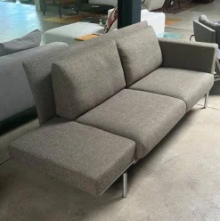 Sofa Jason 390-25 FLFR Stoff Kuro Limestone Gestell Velourmatt