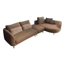 Sofa Kumo Stoff 24 550 Grau Beige Gussfuß Aluminium Glatt Matt Schwarz Pulverbeschichtet Inklusive Kissen