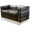 Sofa LC2 2C Leder Scozia Gruppe 13X606 Grafite Schwarz Gestell Verchromt