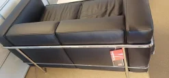 Sofa LC2 2C Leder X Scozia Gruppe 13X606 Grafite Schwarz Gestell Verchromt