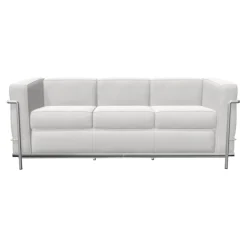 Sofa LC2 3-Sitzig Leder LCX Weiß Gestell Verchromt