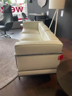 Sofa LC2 3-Sitzig Leder LCX Weiß Gestell Verchromt
