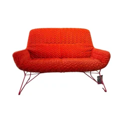 Sofa Leya Lounch Couch Stoff Velours Tresse Sunset 17229 6 Rot Orange Gestell RAL 3000 Feuerrot Rot