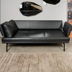 Sofa Living Platform Leder Classic Black Schwarz Gestell Matt Pulverbeschichtet Schwarz