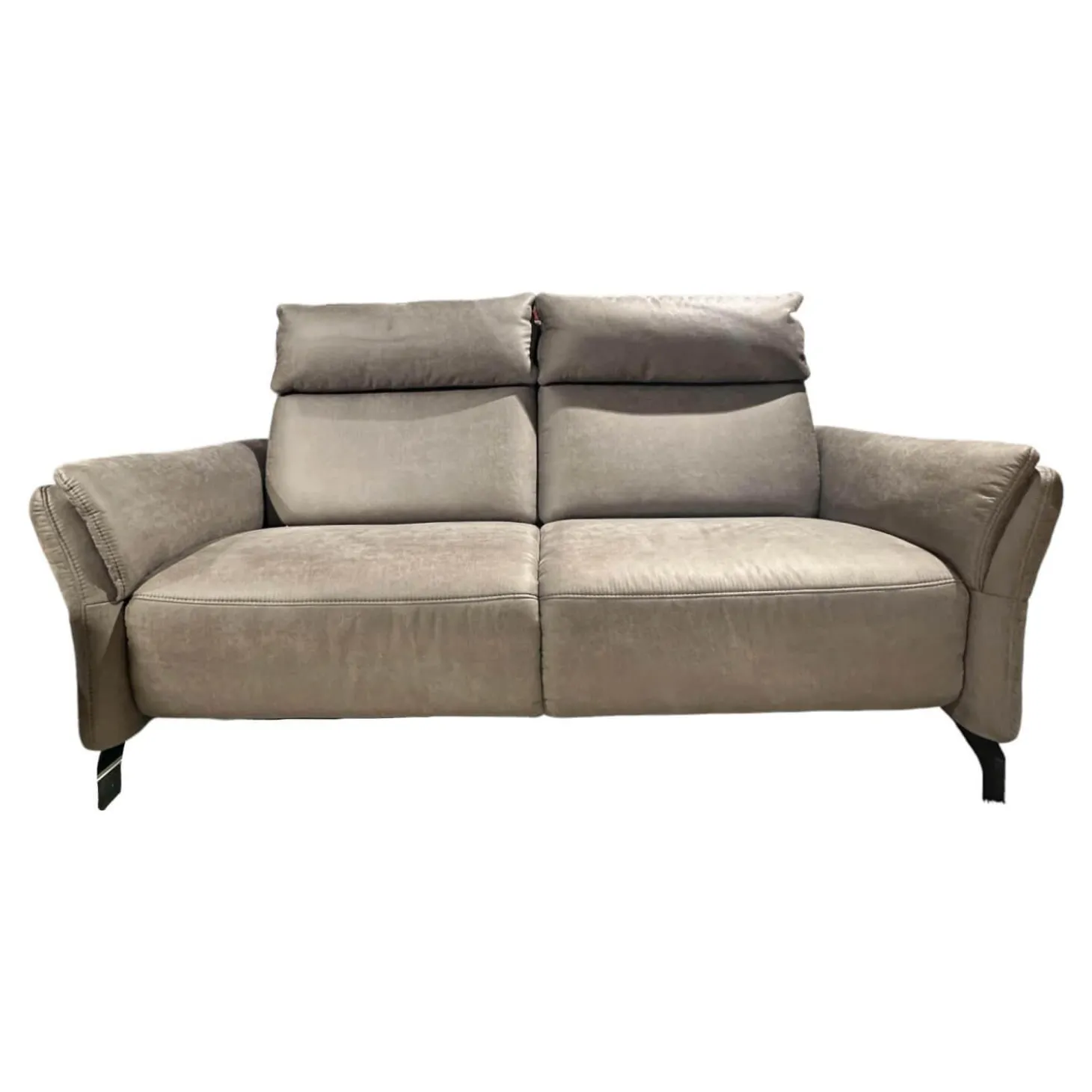 Sofa Lodi Bezug Stoff Gringo Taupe Grau Metalleckfuß Schwarz Matt