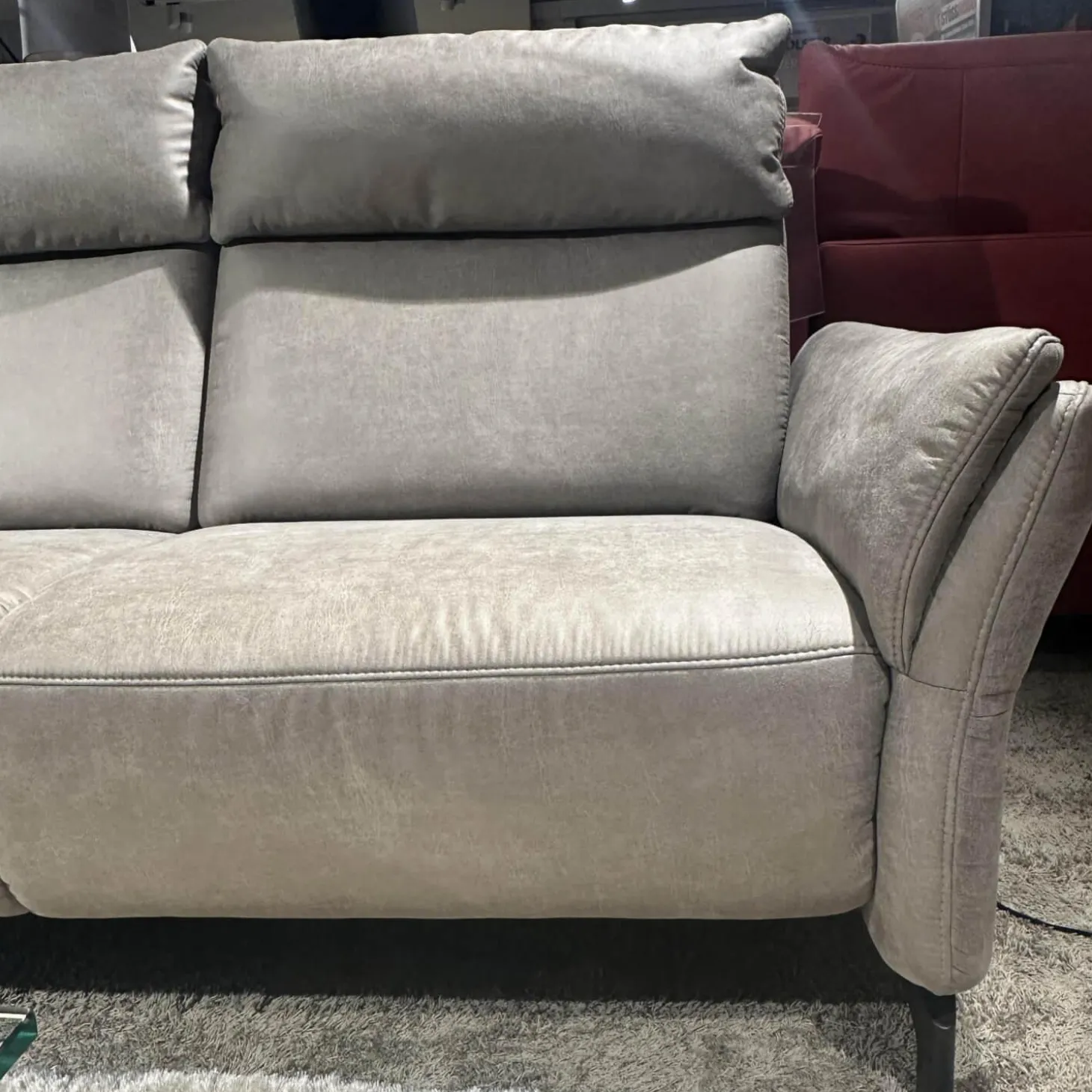 Sofa Lodi Bezug Stoff Gringo Taupe Grau Metalleckfuß Schwarz Matt