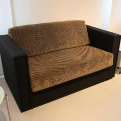 Sofa Loft Small 150 Stoff Holzrahmen Mit Geflecht Bezogen Braun Schwarz