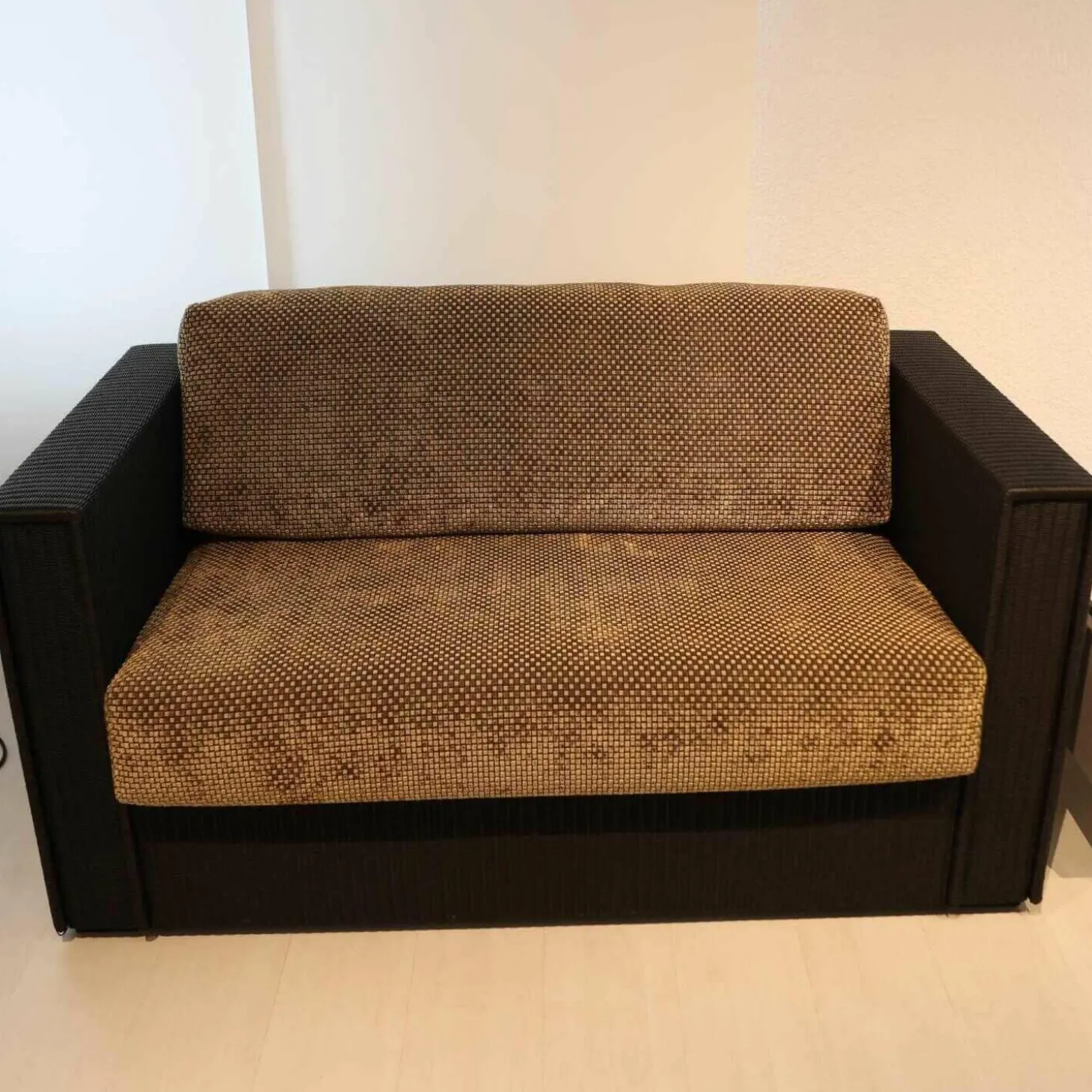 Sofa Loft Small 150 Stoff Holzrahmen Mit Geflecht Bezogen Braun Schwarz