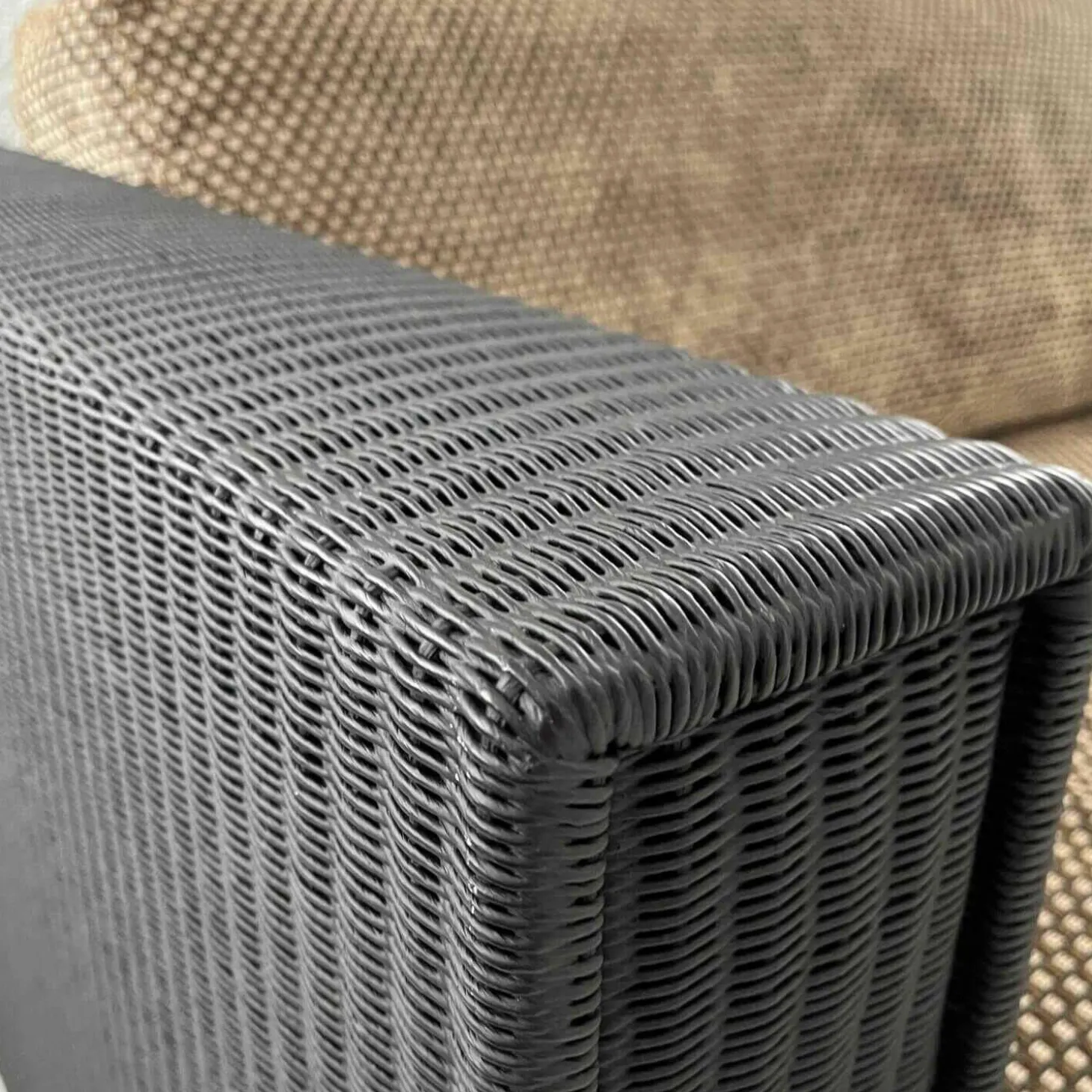 Sofa Loft Small 150 Stoff Holzrahmen Mit Geflecht Bezogen Braun Schwarz