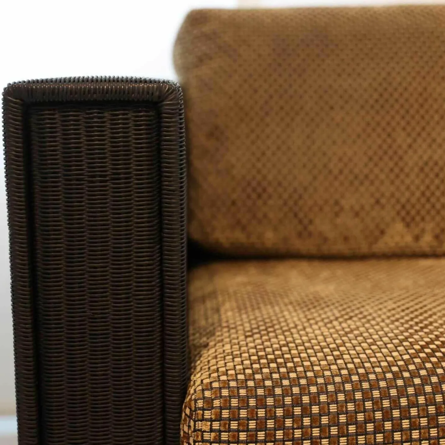 Sofa Loft Small 150 Stoff Holzrahmen Mit Geflecht Bezogen Braun Schwarz