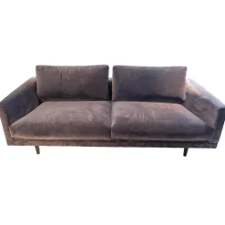 Sofa Long Island Bezug Stoff City Velvet Reloaded CA7832 095 Grau Metallfuß Schwarz Mit Rückenkissen