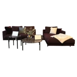 Sofa Long Island Stoff Cooper BW 1779 111 Rot Fuß Eiche Wengefarbig Gebeizt Schwarz Inklusive Tisch Terrazzo Levanto Und Kissen