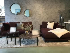 Sofa Long Island Stoff Cooper BW 1779 111 Rot Fuß Eiche Wengefarbig Gebeizt Schwarz Inklusive Tisch Terrazzo Levanto Und Kissen