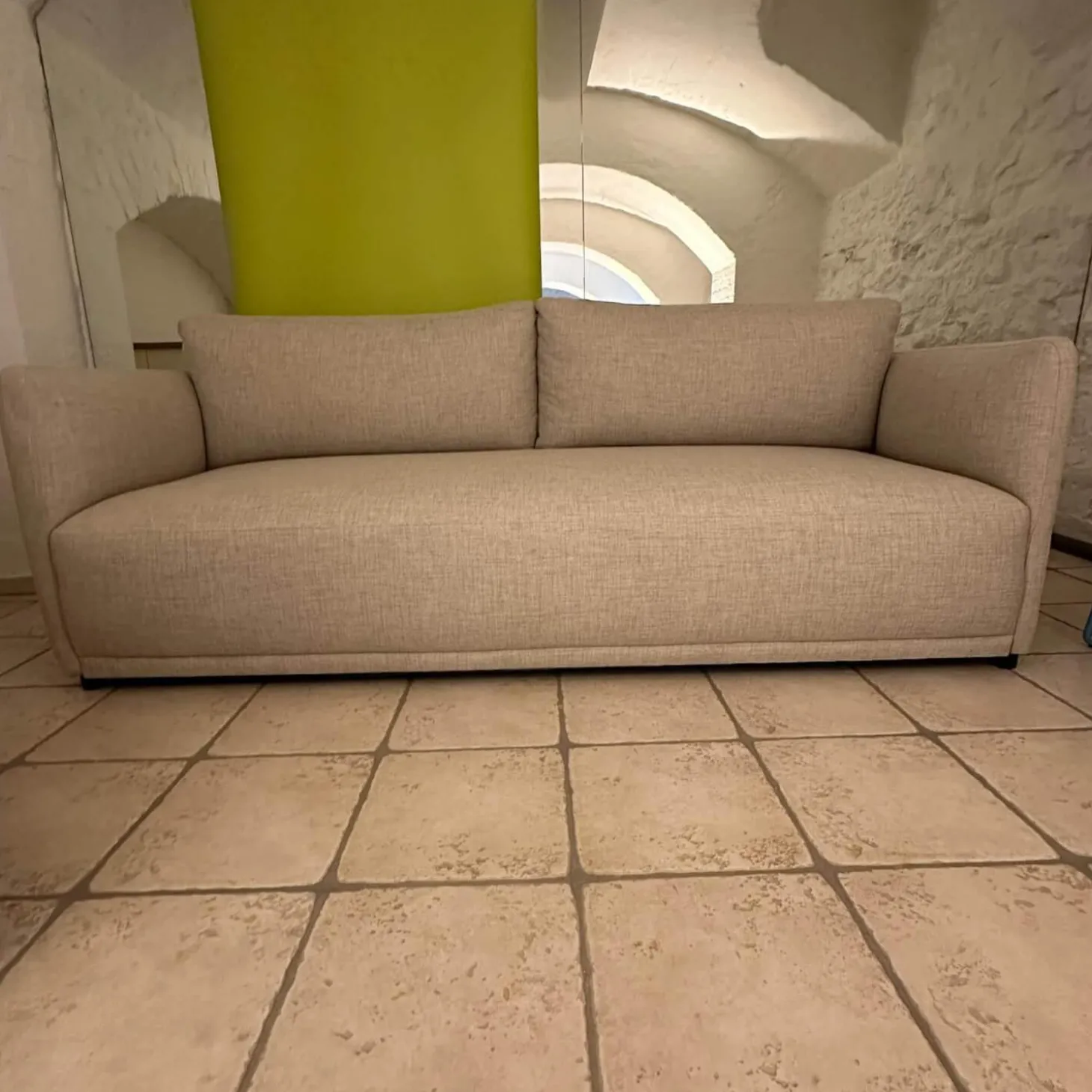 Sofa Lua 66902 10 01 Stoff Menba Dess Beige Füße Schwarzer Kunststoff