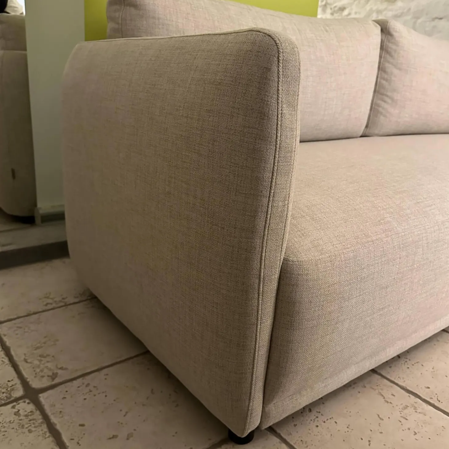 Sofa Lua 66902 10 01 Stoff Menba Dess Beige Füße Schwarzer Kunststoff