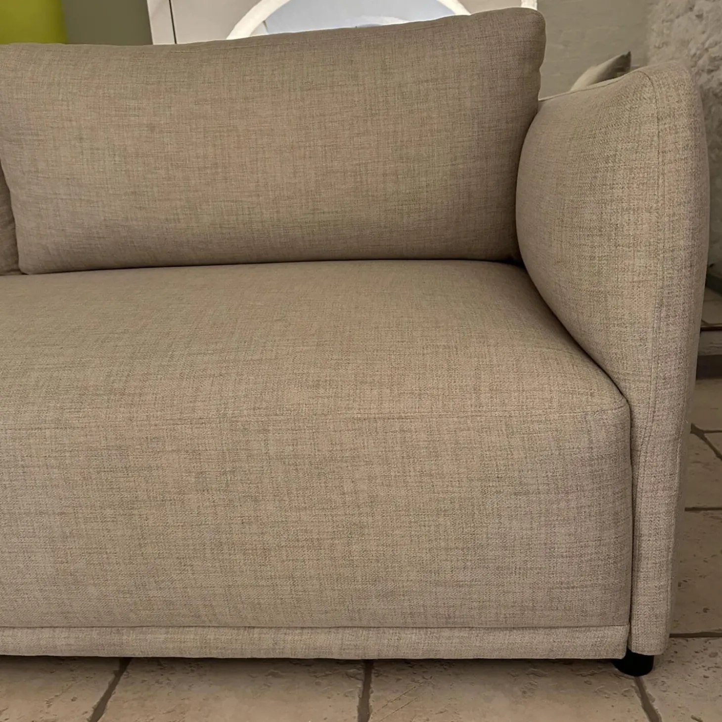 Sofa Lua 66902 10 01 Stoff Menba Dess Beige Füße Schwarzer Kunststoff