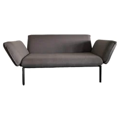 Sofa Luna Lounge Dining Outdoor Bezug Stoff Sunbrella Charcoal Chine Grau Gestell Edelstahl Anthrazit Strukturlack