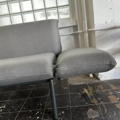 Sofa Luna Lounge Dining Outdoor Bezug Stoff Sunbrella Charcoal Chine Grau Gestell Edelstahl Anthrazit Strukturlack