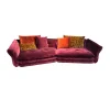 Sofa Manyara Stoff Boa Bordeaux Rot mit 5 Kissen