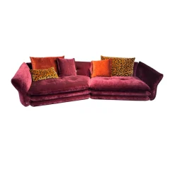 Sofa Manyara Stoff Boa Bordeaux Rot mit 5 Kissen