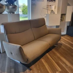 Sofa Marsala Bezug Stoff Q2 Fashion Grau Beige Gestell Edelstahloptik Gebürstet Mit Verstellbaren Armlehnen