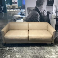 Sofa Matheo CC180 Leder Kenia Camel Beige Gestell Mattschwarz