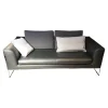 Sofa Mell Leder Semi 286 Schwarz Metalluntergestell Verchromt Inklusive Kissen