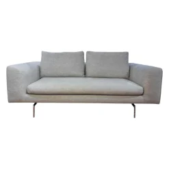 Sofa Mell Lounge B190 Stoff 8150 Hellgrau Gestell Metall mit 2 Rückenkissen