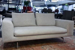 Sofa Mell Lounge B190 Stoff 8150 Hellgrau Gestell Metall mit 2 Rückenkissen