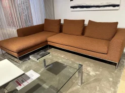 Sofa Mell Lounge Stoff 8202 Rost Orange Metallfüße Chrom