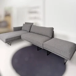 Sofa mit Longchair Cube Air Stoff Cooper BW1779-191 Grau