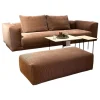 Sofa Moss Stoff 9075 Altrose Rosa Fuß Verchromt mit Hocker